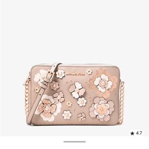 Michael Kors Jet Set Floral Embellished Leather Crossbody